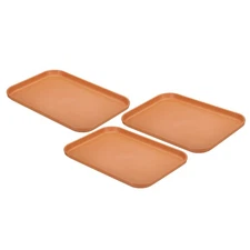 3Pcs Plastic Fast Food Serving Tray 9.8" x 6.7" Orange