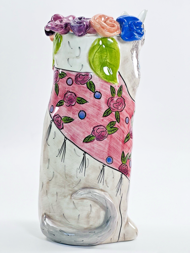 Ganz Bella Casa GRANNY CAT 10" Ceramic Flower Vase (c)Susan Paley-Signed Design - Picture 6 of 21