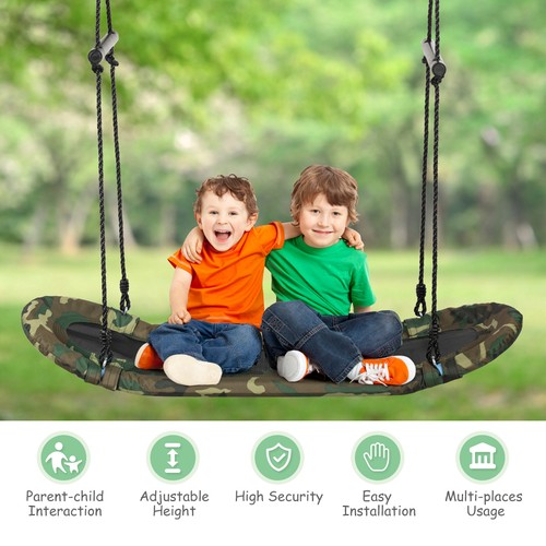 Saucer Tree Swing Surf Kids Outdoor Adjustable Oval Platform Swing Set w/ Handle - Bild 5 von 12