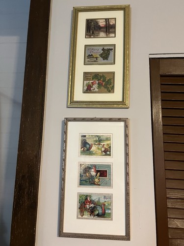 Antike gerahmte Weihnachtspostkarten Erntedankfest - Bild 1 von 6