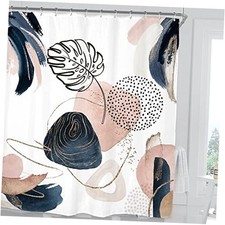 Abstract Mid Century Pink Shower Curtain Set 60"W x 71"L Pack of 1 Pink Blue