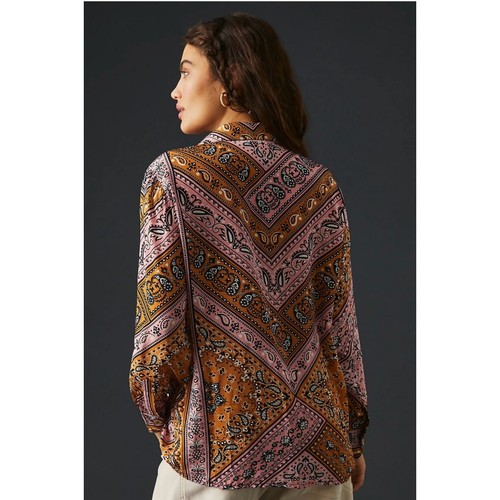 Farm Rio klassisches rosa Paisley Bandana Schmetterling Button Down Hemd Medium - Bild 3 von 15