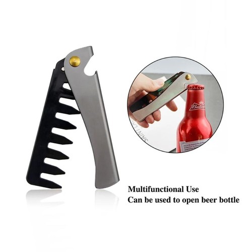 Portable Folding Steel Combs Comb Teeth Hair Beard Comb Men - Picture 4 of 10