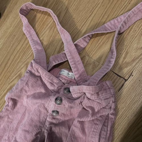 Zara Kids Collection Size 10 Girls Corduroy Rose Pink Suspender Pants Jumper - Picture 8 of 13
