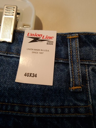 Jeans uomo Union Line gamba dritta made in USA 100% cotone denim blu 40x34 nuovo con etichette - Foto 4 di 6