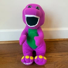 Vintage 1992 Talking Barney Playskool 18" Plush Toy Purple Dinosaur Video 