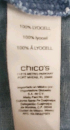 Camisa de mezclilla para mujer Chico Chambray talla 3 XL pequeña con botones lengüeta enrollable suave - Imagen 11 de 12