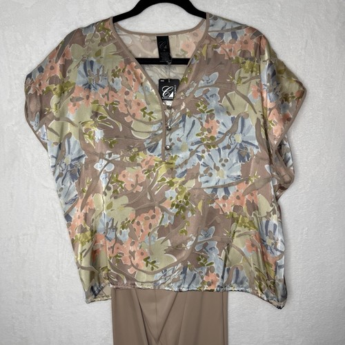 Cabernet 2 Piece Elegant Pajama Set Floral Sheer Wide sleeve Women’s Size Med - Picture 2 of 16