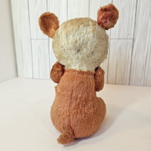 Vintage Antique Japan Squeaker Teddy Bear 8" Glass Eyes Sawdust Filled Stuffed - Picture 3 of 7