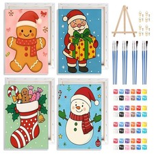 4 Pack Christmas Theme Paint by Numbers Kits for Adults DIY Decor