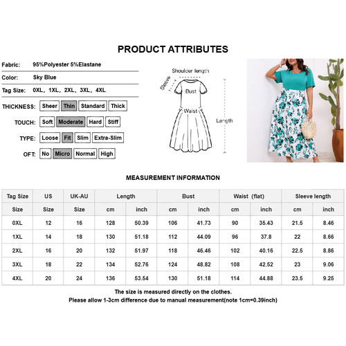 Plus Size Curvy Women Floral Dress Summer Holiday Beach Party Swing Sundress - Picture 39 of 117