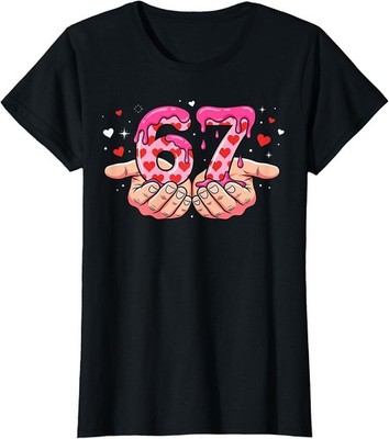 Valentine Day 67 Hearts Six Seven Meme Love Cute Ladies' Crewneck T-Shirt