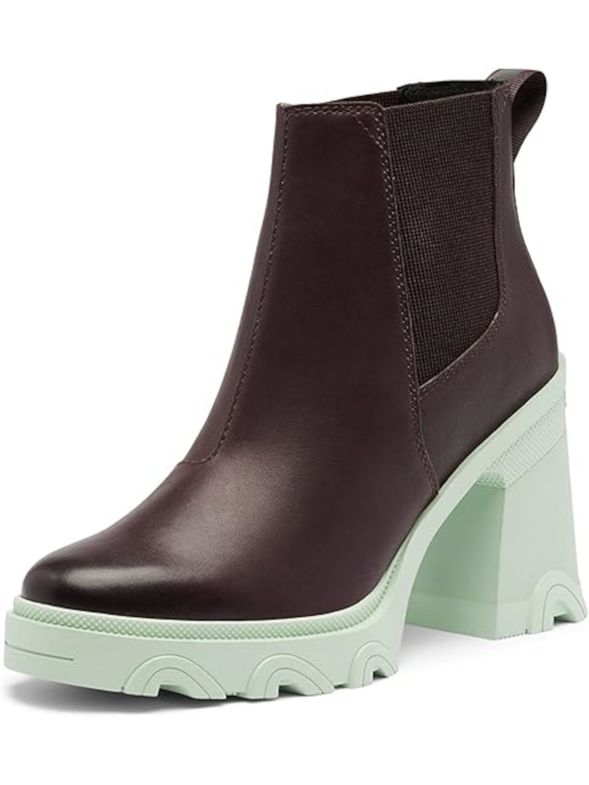 Женская коричневая обувь SOREL на каблуке с язычком 1, на платформе, с круглым носком, на блочном каблуке Chelsea 5