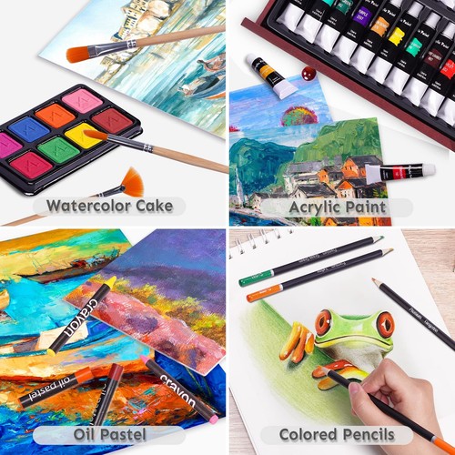 175 Stück Deluxe Kunst Set mit 2 Zeichenblöcken, Acrylfarben, Buntstifte, Farben... - Bild 3 von 7