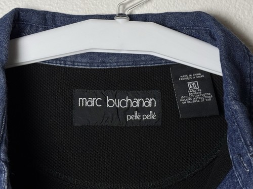 Marc Buchanan Pelle Pelle XXL Black Pullover Button Denim Collar - Picture 5 of 15