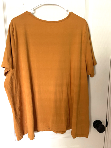 Jessica London Womens Pull Over Shirt Size 2X Gold Short Sleeves - Picture 4 of 5