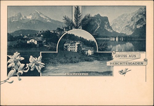 Ansichtskarte Berchtesgaden 3 Bild Edelweiss Schwabenhaus 1900 - Picture 2 of 3