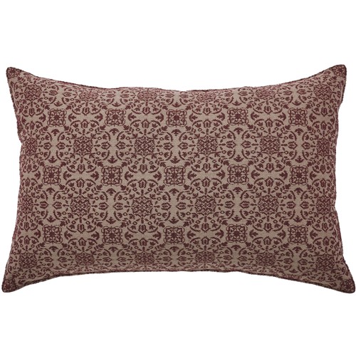 Custom House Burgundy Tan Jacquard Grateful Pillow 14x22 - Picture 6 of 6