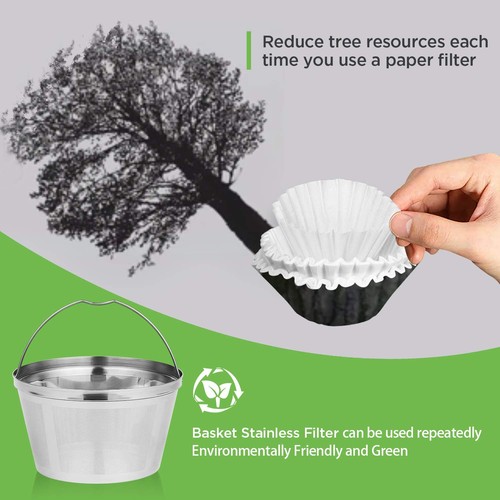 Stainless Steel Reusable Coffee Filters Basket 8 12 Cup Sturdy Permanent Coff... - Picture 5 of 6