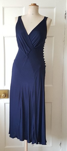 GHOST London Navy Bias Cut Slip Dress - 1930s Vintage Style - Size S - Picture 3 of 19