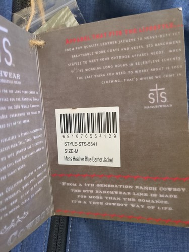 StS Ranchwear Western Jacket Mens Barrier Softshell M Blue STS5543 - Picture 5 of 8