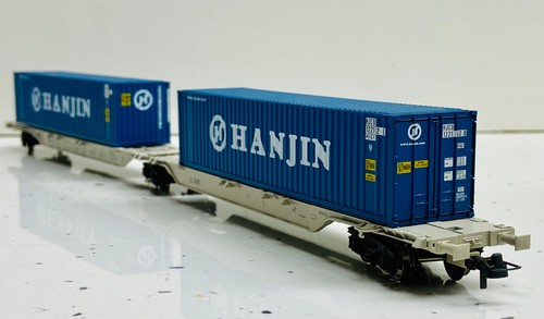 ROCO 47108 AAE Sdggmrs Knickgelenkter Containerwagen - HANJIN - NEM - HO 1/87 - Bild 8 von 18