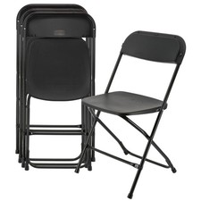 Elama 4 Piece Plastic Folding Chair in Black