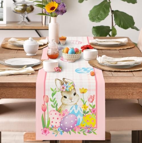 Table Runner, Spring Table Runner 13 x 13 x 72 Inch(Table Runner) Easter Bunny - Picture 3 of 7