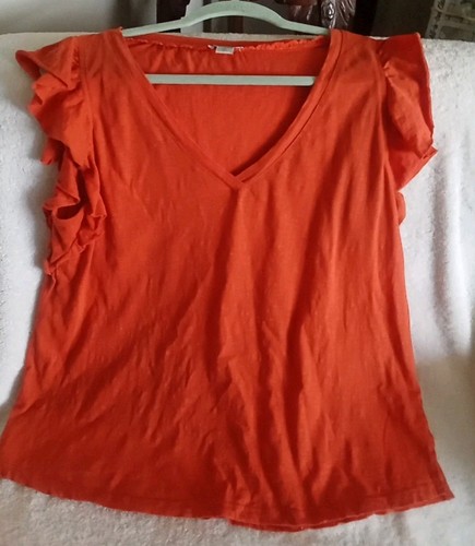 Sundance Pullover T-Shirt orange Baumwolle Rüschenärmel Gr. M - Bild 7 von 12