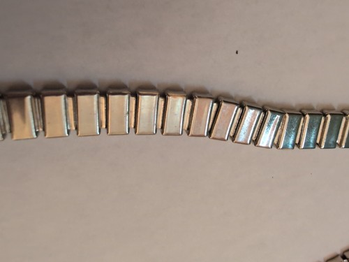 Gargantilla Tono Plateado Collar Eslabón Cadena Colgante Verde con Incrustación de Plata y Estrás - Imagen 8 de 24