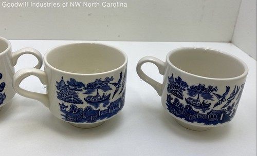 5er Set Churchill Blue Willow stapelbare Kaffeetassen - Bild 2 von 12