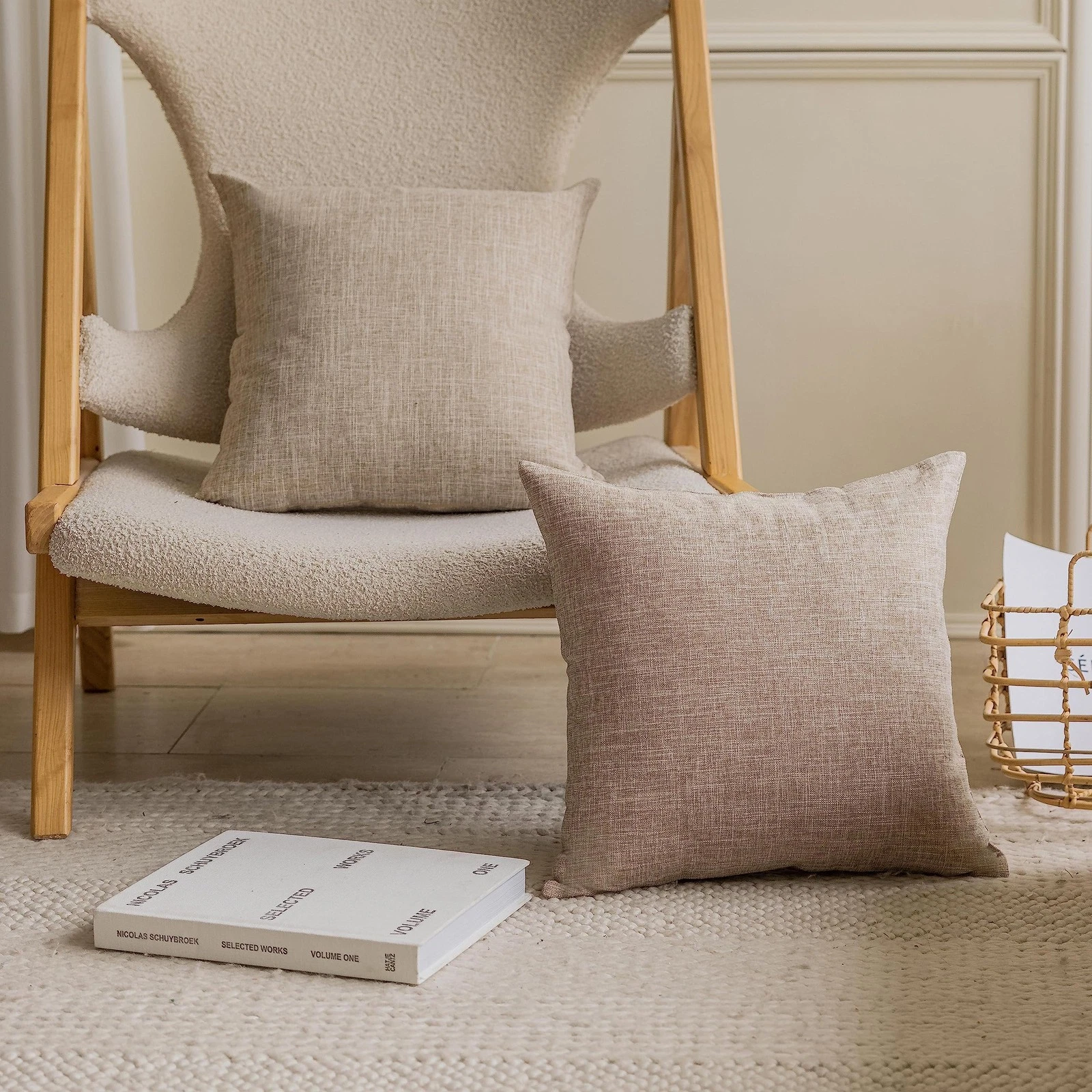 Euro Shams Pillow Covers 26x26 Lined Linen Decorative Square Pillow Covers Ne...