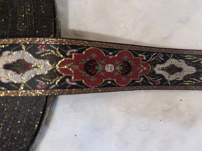 5 yards black brick red metallic gold white olive woven jacquard sewing trim