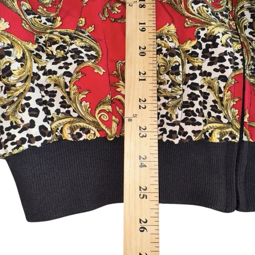 Vintage S.L.B. Seidenjacke rot Blattgold Leopardenmuster maximalistisch eklektisch Gr. L - Bild 11 von 11