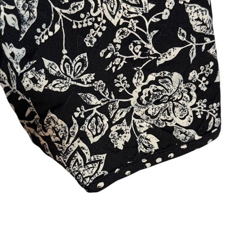 Handarbeit schwarz weiß Blumen Wende Stepp Knopfleiste Jacke Boho Chic - Bild 7 von 9