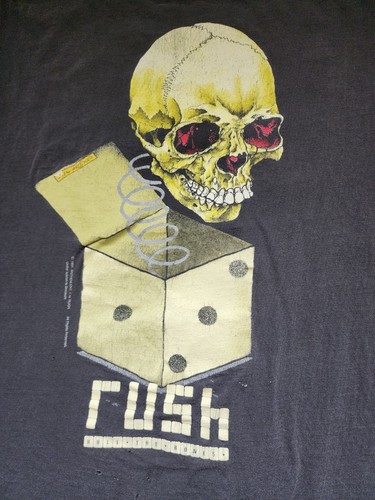 Camisa Vintage Rush Brockum Etiqueta Camiseta Talla Grande Pushead L Agujeros Envejecidos - Imagen 2 de 13