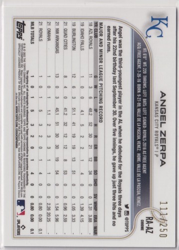 Angel Zerpa 2022 Topps Chrome Purple Refractor Autograph Auto RA-AZ/250 - Picture 2 of 2