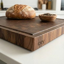 Personalized End Grain Walnut Cutting Board, Thick Charcuterie Chopping Block