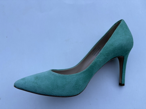 J. Crew Pointed Toe Green Teal Leather Heels Sz 7.5 - Picture 9 of 21
