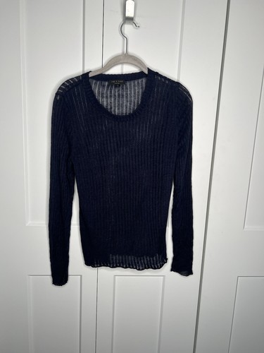 Rag & Bone Sheer Ribbed Long Sleeve 100% Linen Top women's size medium - Picture 1 of 6