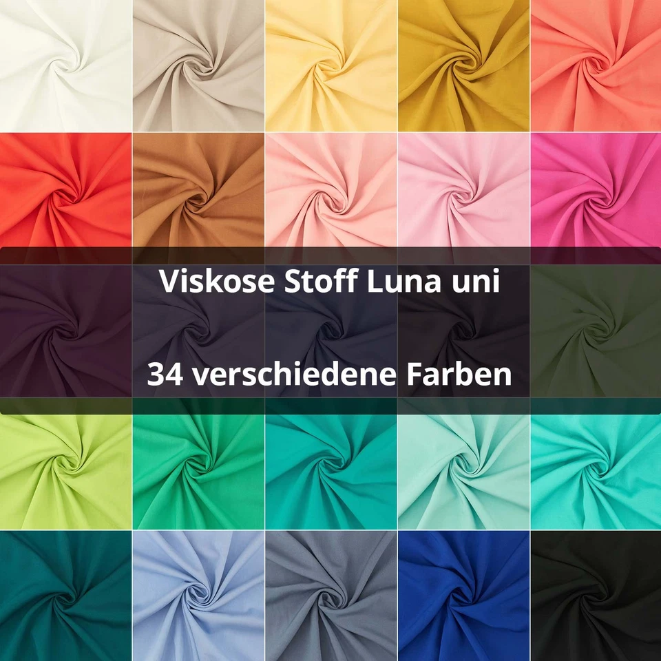 FITZIBIZ Viskose Stoff Luna, leichter Blusenstoff, uni (Meterware ab 0,50m)