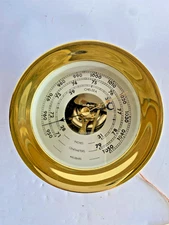 4 1/2 Inch Brass Chelsea Bell's Clock Barometer - 20625