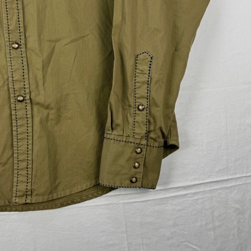 Twenty X Men's Corduroy Western Shirt Long Sleeve Olive Green Size L - Picture 10 of 10