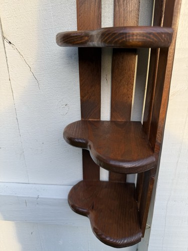 Vintage Wood Corner Wall Shelf Heart Shaped Shelves, Slat Back - Picture 4 of 11