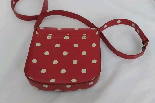 CATH KIDSTON DARK RED LEATHER WITH CREAM POLKA DOTS CROSSBODY BAG VGC FREE P&P!! - Picture 7 of 8