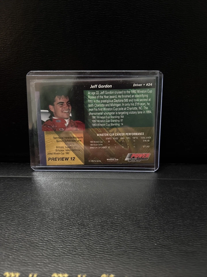 1994 Pro Set Power Racing - Preview Jeff Gordon #PREVIEW 12 - Image 3 of 3