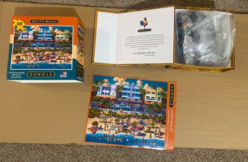 DOWDLE 500-teiliges Puzzle SOUTH BEACH 16 Zoll x 20 Zoll Eric Dowdle Volkskunst URLAUB - Bild 2 von 5