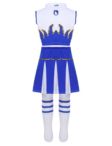 Niños Niñas Conjunto de Animadora Escuela Ropa de Baile Conjuntos Carnaval Fiesta Conjunto Disfraces - Imagen 5 de 40