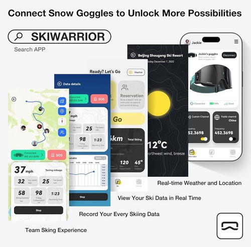 NEW Ski Warrior Smart Ski Goggles With Walkie Talkie Answer Calls - Picture 4 of 6