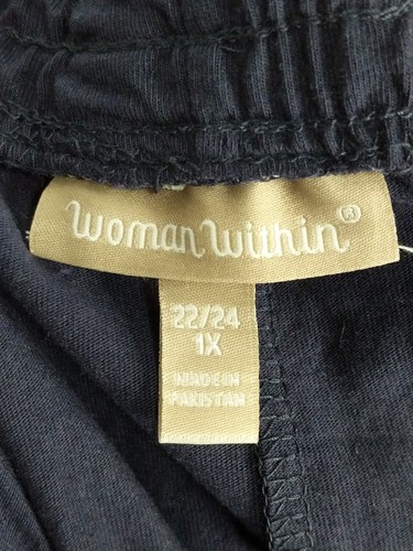 Woman Within Größe 1X blaue Strickshorts gesmokte Taillentasche - Bild 4 von 7